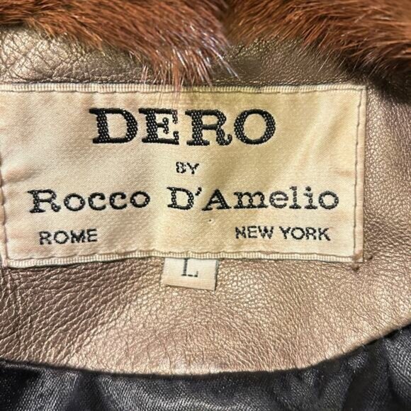 Vintage Dero by Rocco D'Amelio Leather JacketMink Fur collar SwingCoat Trench - Picture 7 of 7